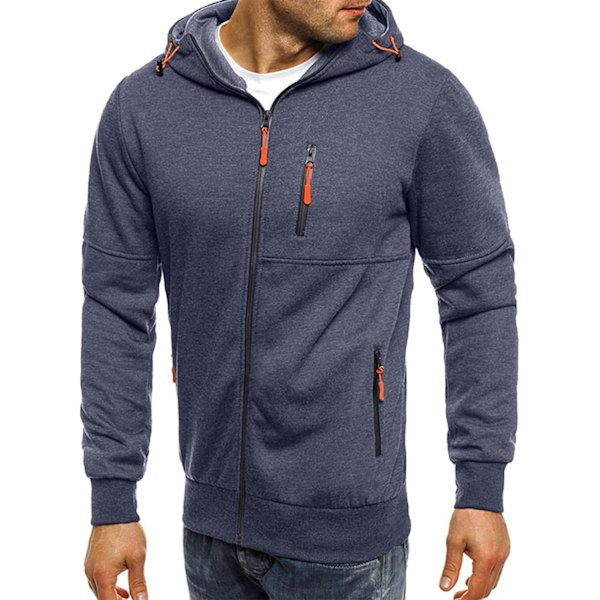 Herre hettegensere Sweatshirt Jakker Glidelås Opp Lette Jakker 1 Grey 3XL