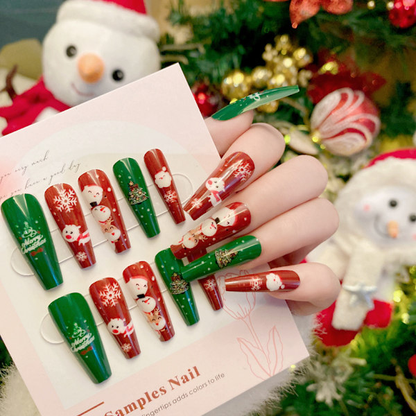 Julnaglar, bärbara nagelkonstplåster, nagelkonst, nageltips