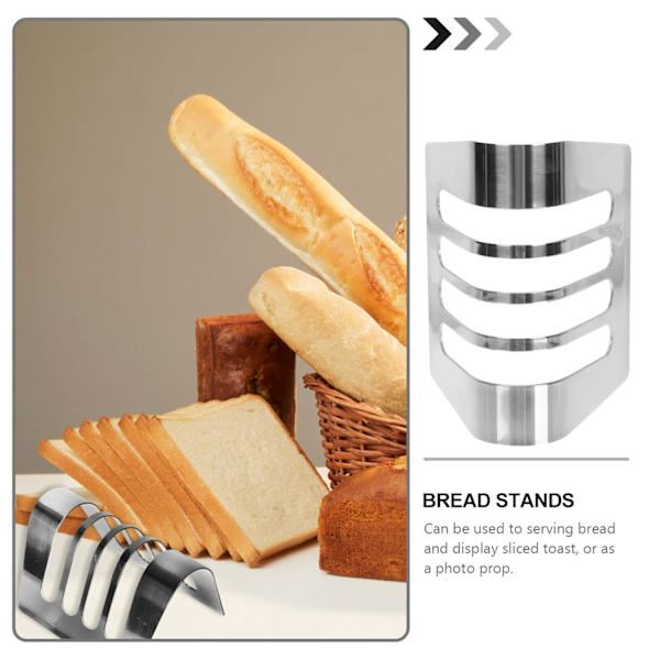 1 stk Brødrist i Rustfritt Stål, Toast Holder, 4 Skiver, Bordstativ for Ristet Brød, Brødrist i Metall, Bakestativ, Frokost 4 kortplatser