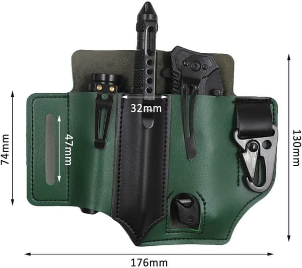 EDC Läderfodral, Multifunktionellt EDC-verktyg PU-läder Midja