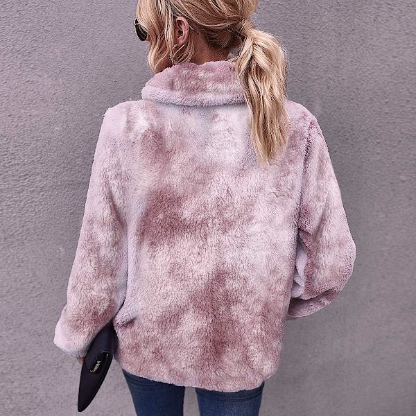 Dame Fleece Jakke, Kvart Lynlås Sweatshirt, Varm og Fleksibel Jakke til Vinter og Efterår Frotis Rosa Oscuro M