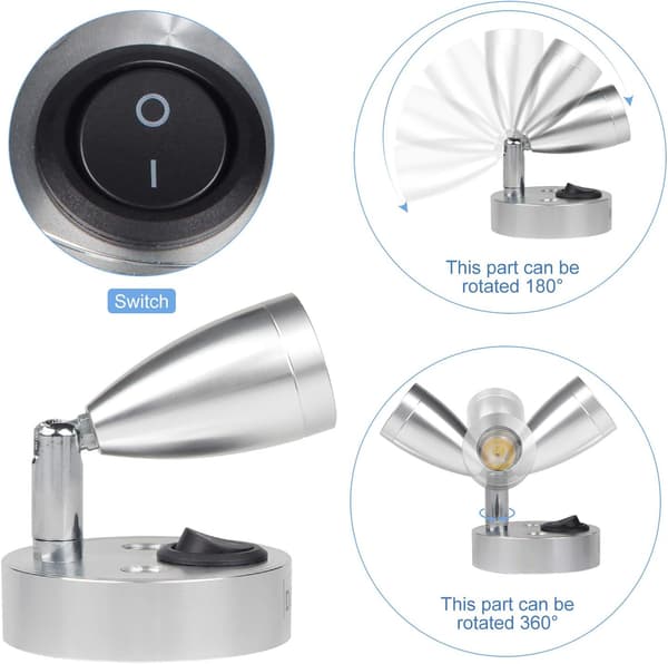 2 LED-spotlightläslampor 3W 12V med strömbrytare