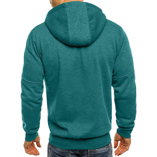 Herre hettegenser Sweatshirt glidelås opp lette jakker 1 Green M
