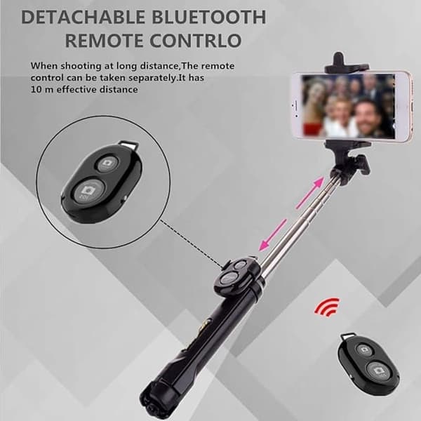 Trådlös Bluetooth Selfie Stick Handhållen Vikbar Mini Stativ