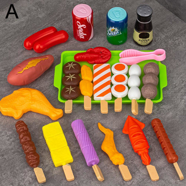 Kids Play House Bbq Toy Simulation Kitchen Cooking Toy Barbe 21pcs one-size