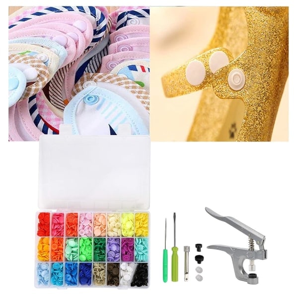 360 set plasttryckknappar 24 färger T5 + 1 st spänntång handverktyg