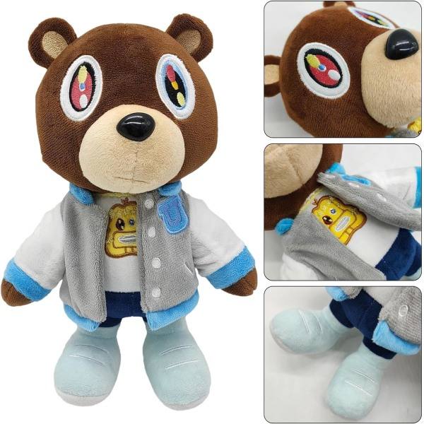Kanye Bear plysjdukke leketøy, 1/2 stk Kanye Bear plysjfigur pute, koselige leker Dropout Bear