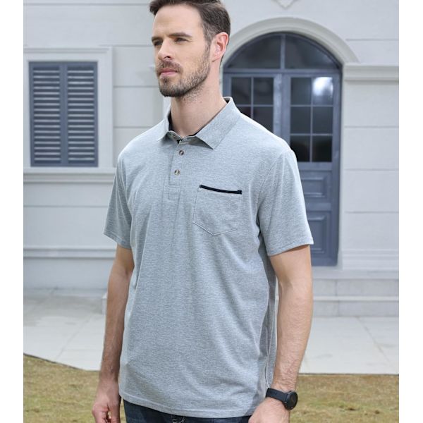 Miesten pitkähihaiset polopaidat taskulla, rennot golfpaidat Black2 XXL