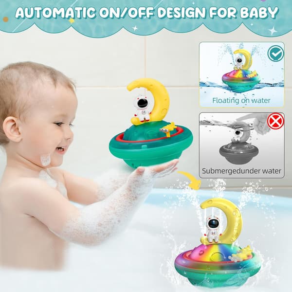 Badeleker for småbarn, sprayvannleke, roterende babybadeleker med lys, sprinklerdusjleker med LED