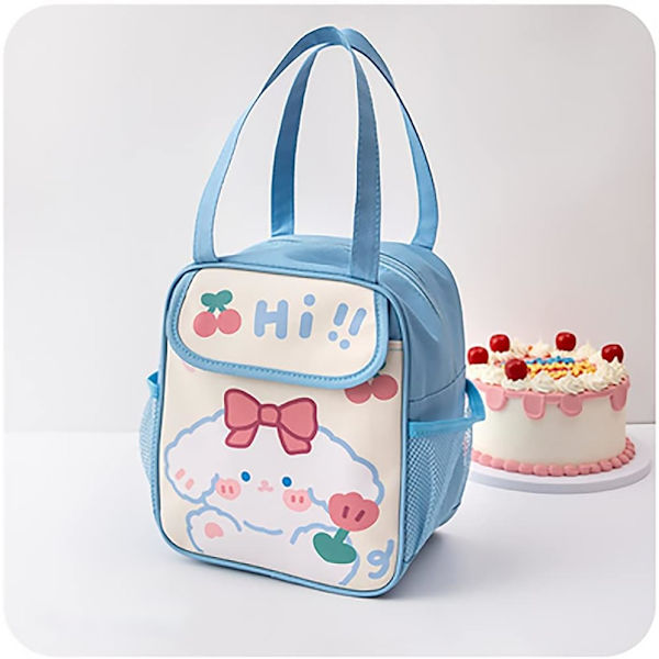 Söt lunchväska för kvinnor, japansk animeisolerad kylväska, söt lunchlåda (valp) Blue puppy