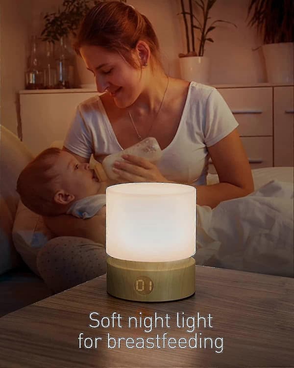 Timer Nattlys, Nattbordslampe, Amming, Dimbar, Batteridrevet, Varmt Lys