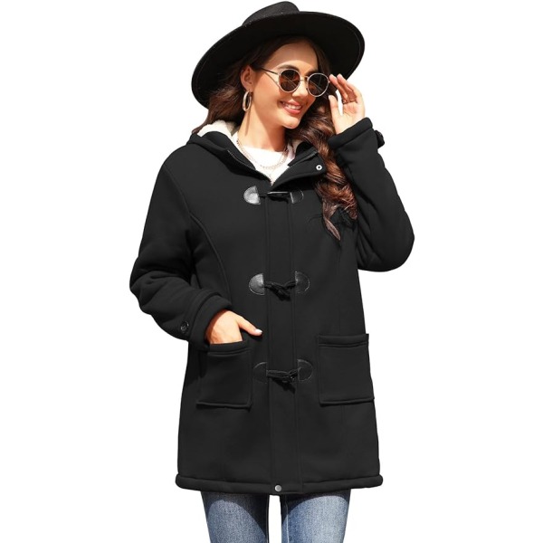 Musta M-sarvisolki naisten keskipitkä takki puuvillapehmustettu takki M