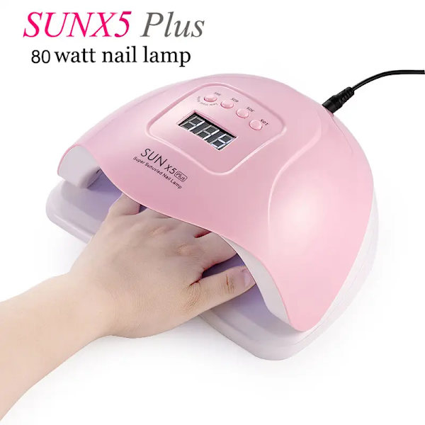 Nageltorklampa, 120 W Nageltork, Professionell Nagellamp, UV LED-lampa, Smart Sensor och LCD-display, för alla gellack, Gelnaglar Pink