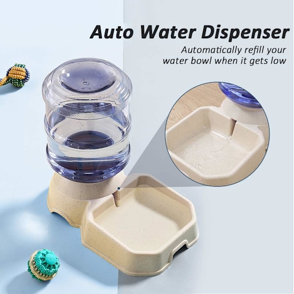 Automatisk foder- og vanddispenser til hunde og katte, BPA-fri, tyngdekraftspåfyldning, nem at rengøre, selvfodring. (H-vand) White-Waterer