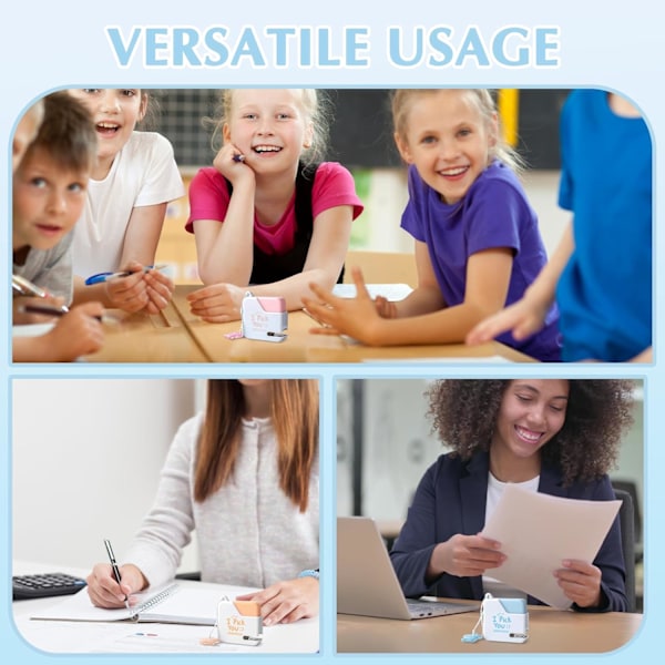 2 stk. Ultra Mini Heftemaskin med Hefteklammer – Søt kubeformet skrivebordshefter, perfekt for kontor og gave (blå og oransje)