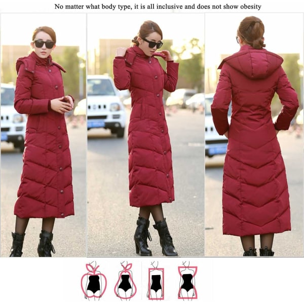 Rød dunjakke kraftig jakke med hætte til kvinder /L red L