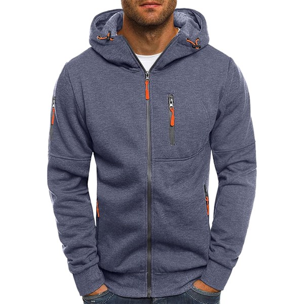 Herre Hoodies Sweatshirt Zip Up Letvægtsjakker 1 Grey L