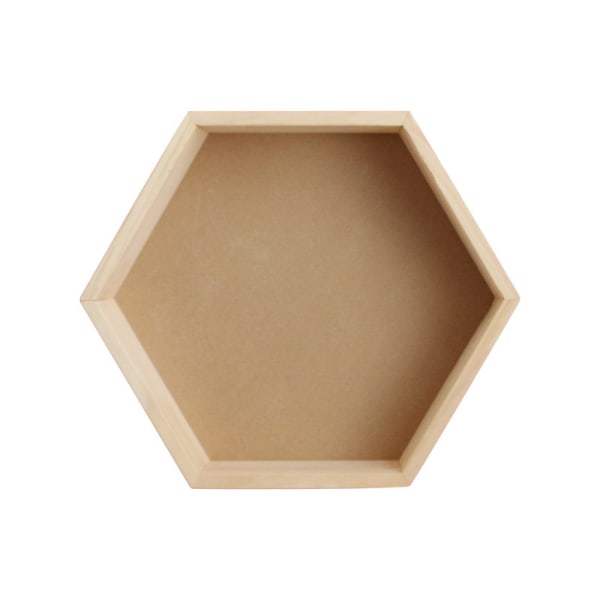 Väggram i massivt trä sexkantigt förvaringsställ i honeycomb (medium, stock) vit