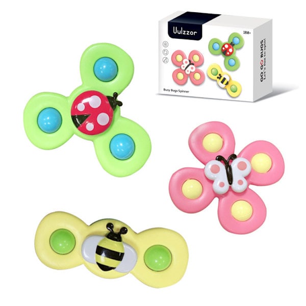 3 kpl Vauvan Imukuppi Pyörivät Lelut Fidget Spinner Kylpylelu Monivärinen