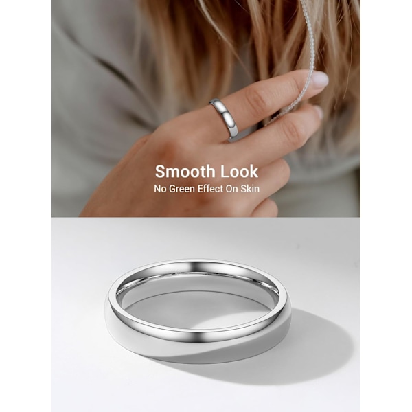 Rustfritt stål band roterende fingerringer, minimalistiske midi vennskap spinner ringer med forskjellige størrelser 4mm / Platino 17 (57mm)