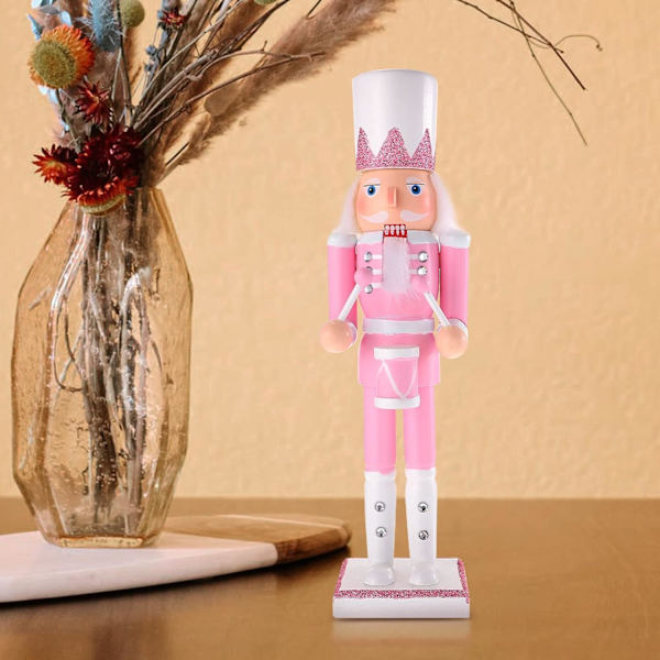 Rosa Nötknäppare Figur Rosa Julpynt 12 Tum Rosa Nötknäppare Soldat Figur Dekorativ Glitter Jul Nötknäppare för Semesterfester