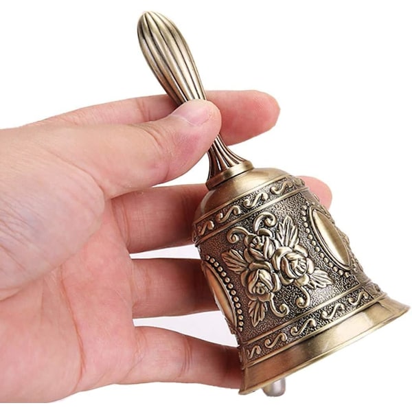Gyllene Äpple Retro Ringklocka Antik Handklocka Brons Middagsklocka Restaurang Serviceklocka Mässing Pingla Bröllop Klassrum Kyrkklocka