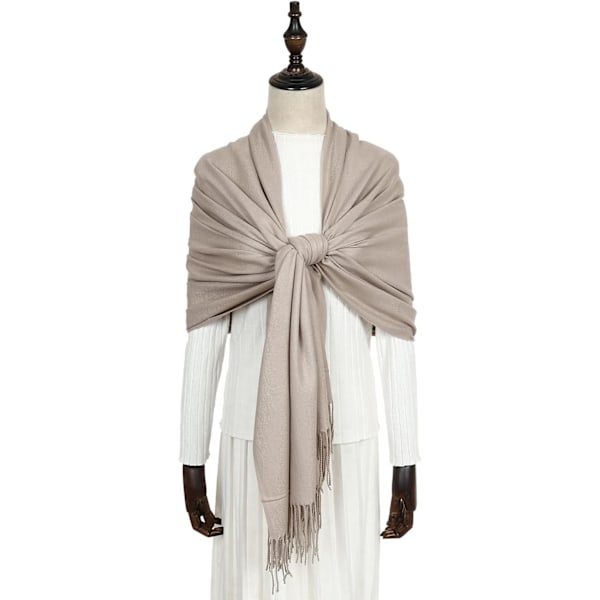 Dam Scarves Pashmina Sjalar och Wraps för Bröllop Scarfs för Kvinnor Vinter Light Khaki