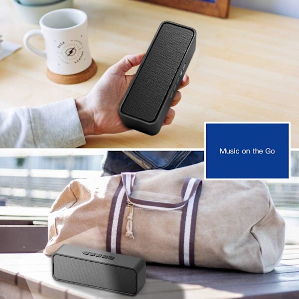 Bärbar Bluetooth-högtalare, Trådlös Bluetooth 5.0-högtalare med 3D Hi-Fi Stereo Bass, Inbyggt 1500 mAh batteri, 12 timmars speltid (Svart)