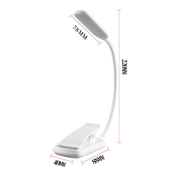 Läslampor, 9 LED läslampor Uppladdningsbara clip-on lampor (vit)