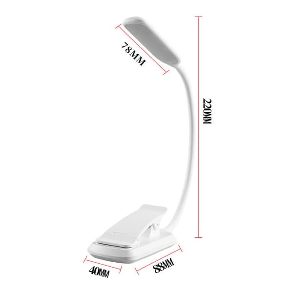 Leselys, 9 LED leselys Oppladbare klypelys (hvit)