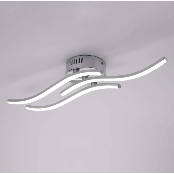 LED-taklampa, vågljuskrona, modern vardagsrums- eller kökskrona (tre vågljus 18W varmvitt ljus) vit