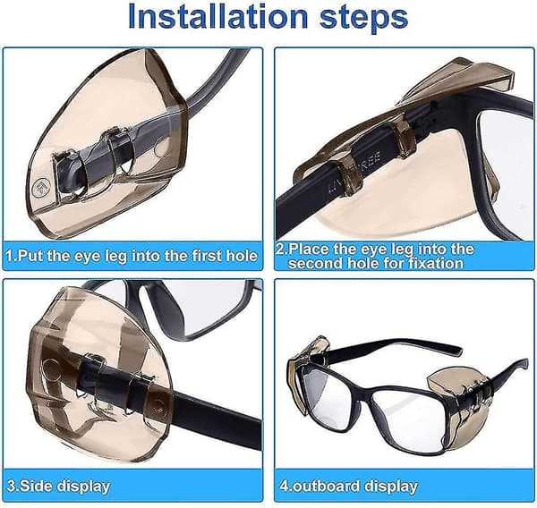 8 Par Säkerhetsglasögon Sidoskydd Glidskydd Klar Flexibel Glidsköld