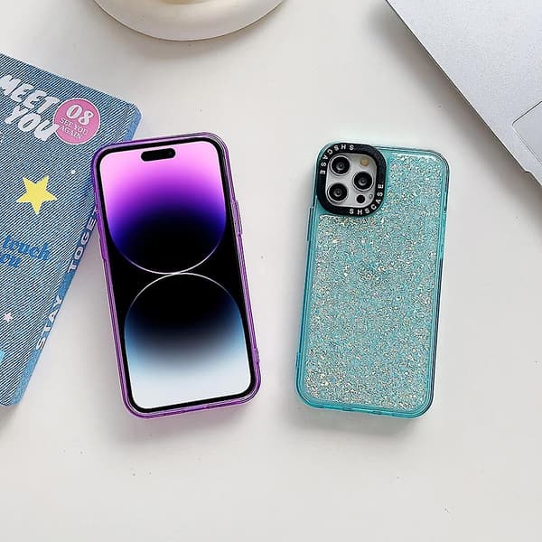 Glitter Epoxy -puhelinkotelo iPhone 15 Plus -puhelimelle