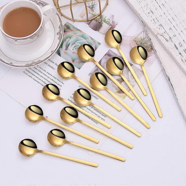 12 stk. Mini Guld Skeer Rustfrit Stål Espresso Skeer, 13,3 cm