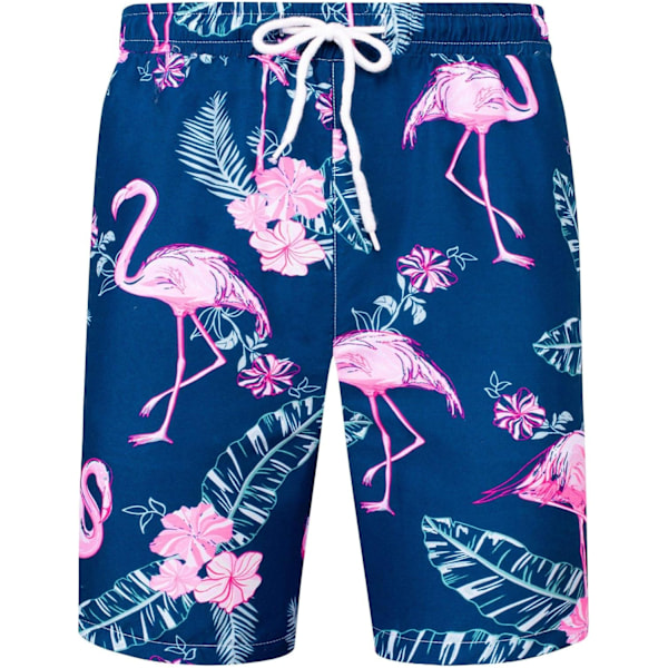 Herr Hawaiian skjorta och shorts set Regular Fit kortärmad casual funky strand flamingo skjorta set 3XL Blue Flamingo