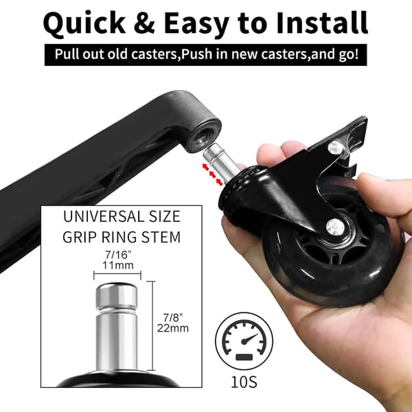 Kontorstol Caster Wheels 5-delt sæt, Universal Quiet Scratch Resistant Replacement Wheels