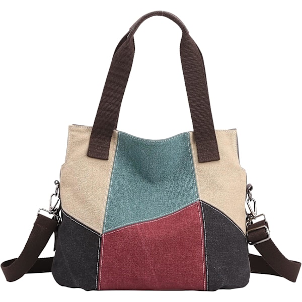 Damväska i canvas, casual väska, retro canvasväska, shoppingväska, casual, retro red