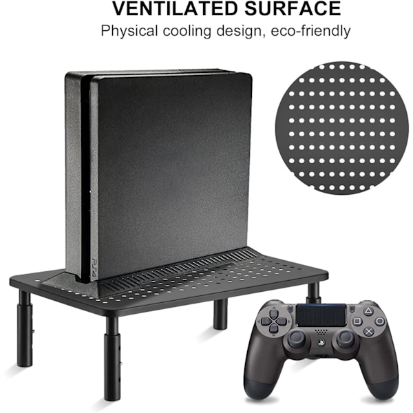 Skjermstativ for datamaskin, metall for bærbar PC, skriver, notatbok og alle flatskjerm-TV-er med ventilert plattform, 3 høydejusterbare nivåer