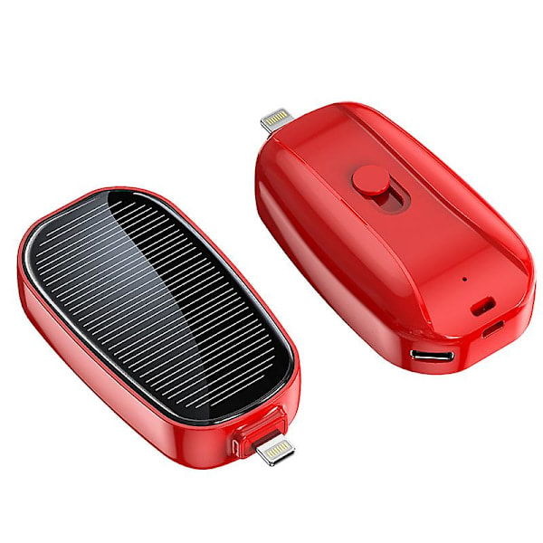 Mini aurinkolaturi avaimenperä varavirtalähde matkapuhelimelle 1200mA Punainen: Lightning-liitännällä Red: For Lightning