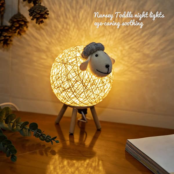 Bordlampe mini får garnkugle børneværelse LED natlampe