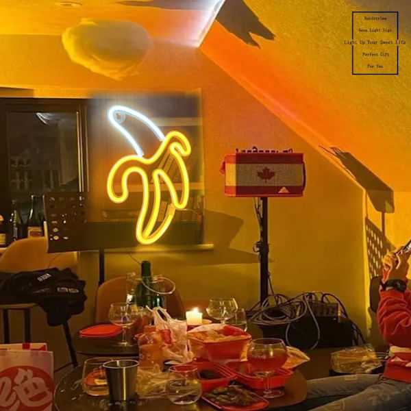 Neonljus i form av en banan, dekorativa neonljus för upphängning, USB- eller batteridriven, för hem, sovrum, bar, restaurang, jul, födelsedagsfest, present