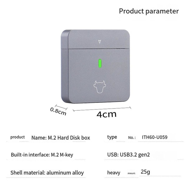2230 NVMe SSD Kabinet PCIe USB3.2 10Gbps Aluminium Bærbart Eksternt SSD Kabinet Understøtter UASP Trim