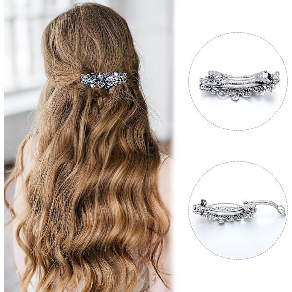 Luksuriøst blomster smykke design hårklemme, rhinestone blomster hårklemme hårklemme for kvinner og jenter hårklemme (Blå 1)