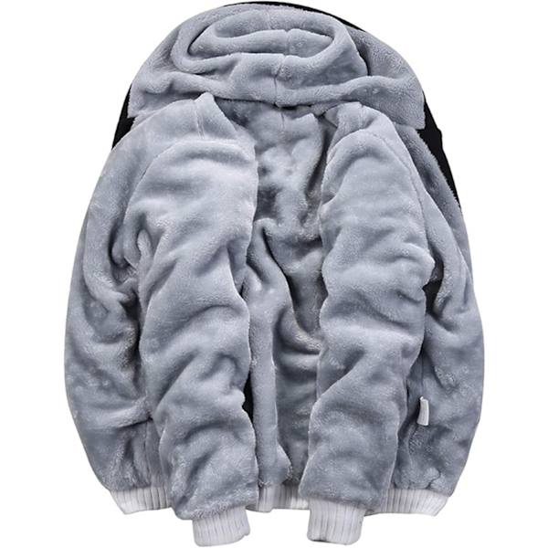 Herre Pullover Termisk Sherpa Foret Jakker Vinter Træning Fleece Hoodie Lynlås Uld Varme Tykke Frakker Ydertøj 02black S