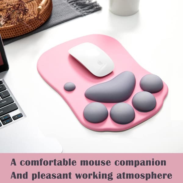 Musematte med kattepote, ergonomisk musematte, musematte i silikongel, søt musematte, Kawaii musematte, for hjem/kontor/spilling, musematte grønn og gul Pink&Grey