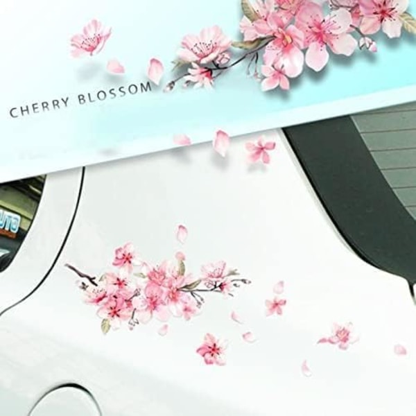 2 st Rosa Körsbärsblom Vinyl Bildekal Auto Blomma Dekal Vindrutedekaler Stötfångarstickers, Stötfångarstickers.