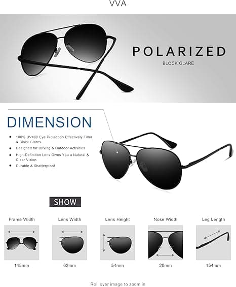 Polariserte pilotsolbriller for menn - UV400-beskyttelse