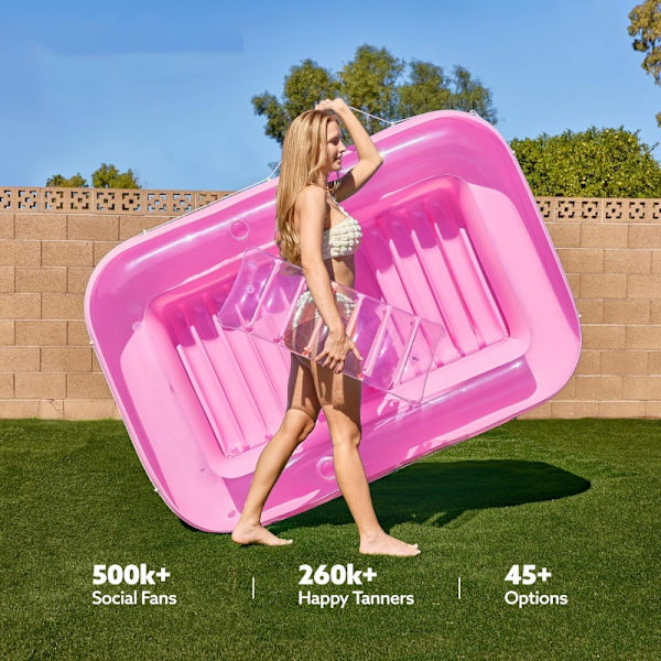 YATOUT Joy Stor Uppblåsbar Flytande Solstol för Pool, Solsäng, Uppblåsbar Solmadrass, Kan Användas Utomhus, Trädgård, Bakgård Transparent pink