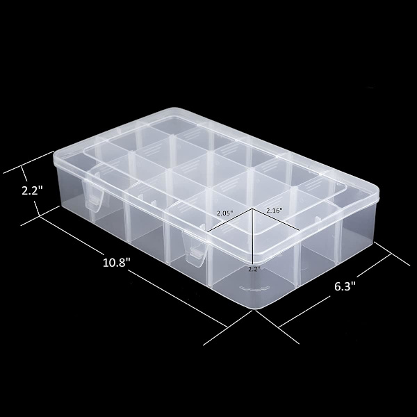 Stor 15 Gitter Klar Organizer Box Justerbare Skillevægge - Plast Opbevaringsbeholder Med Rum