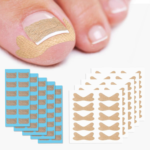 60 stycken Andningsbara Inväxta Nagelkorrigeringstejp och Inväxta Nagelklistermärken - Inväxta Nagelbehandlingstejp för Smärtlindring och Korrigering